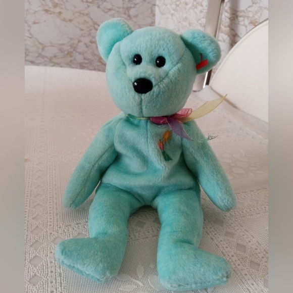 🆕 TY Beanie Baby - ARIEL the Bear (8.5 inch) With Embroidered Flowers & Bow - Picture 2 of 7